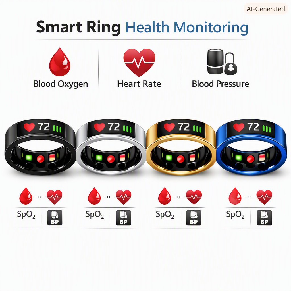 Smart Ring With Bluetooth For Blood Oxygen Heart Rate And Blood Pressure Health Monitoring - Image 2